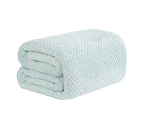 Dreamscene Throws for Beds Double, Soft Cosy Warm Blanket for Bed Sofa Settee Honeycomb Waffle Mink Throw Blanket Fluffy Fleece Throws Travel Faux Fur Throw, Duck Egg Blue - 150 x 200cm