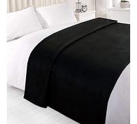 Dreamscene Throws for Sofas Black Blanket, Super Soft Warm Cosy Polar Fleece Blanket for Bed Settee Armchairs Lightweight Single Bed Throw, 120 x 150cm