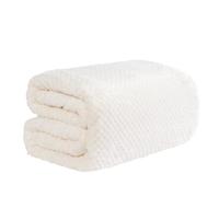 Dreamscene Throws for Sofas Cream Blanket, Soft Cosy Warm Honeycomb Waffle Mink Fleece Blanket for Bed Settee Faux Fur Throw Lightweight Fluffy Single Bed Throw, 125 x 150cm