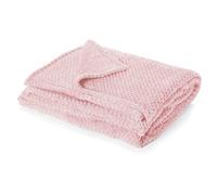 Dreamscene Throws for Sofas Fleece Blanket, Soft Cosy Warm Honeycomb Waffle Throw Blanket for Bed Settee Single Bed Throw Fluffy Faux Fur Throws, Blush Pink - 125 x 150cm