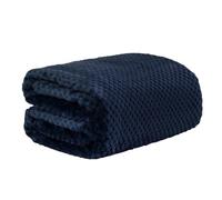 Dreamscene Throws for Sofas Fleece Blanket, Soft Cosy Warm Honeycomb Waffle Throw Blanket for Bed Settee Faux Fur Throws Fluffy Single Bed Throw, Navy Blue - 125 x 150cm