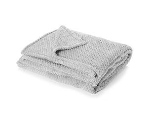 Dreamscene Throws for Sofas Large, Soft Cosy Warm Honeycomb Waffle Mink Fleece Blanket for Bed Settee Faux Fur Throw Fluffy King Size Blanket Travel Sofa Throw, Silver Grey - 200 x 240cm
