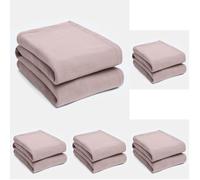 Dreamscene Warm Polar Fleece Throw Over Super Soft Luxury Sofa Bed Garden Blanket, Blush Pink - 120 x 150 cm (Pack of 5)
