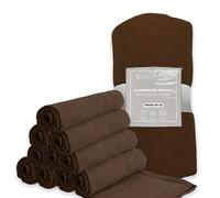 Dreamscene Wholesale 10 x Fleece Blanket Brown Throw, Soft Cosy Warm Throws for Sofas Bed Couch Settee Throws Joblot Outdoor Travel Blanket Multipack Single Bed Throw, Chocolate - 120 x 150cm