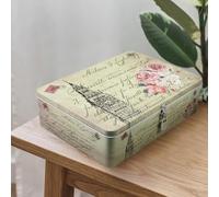 DreamsEden Decorative Keepsake Box with Hinged Lid and Small Lock, Large Letter Size, Tin Sheet Metal - Storage Memory Box for Keepsakes, Cards, Letters, Seed, Kids Gifts