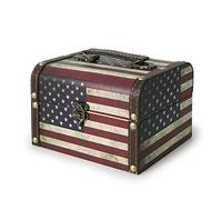 DreamsEden Small American Flag Suitcase - Decorative Treasure Keepsake Boxes Vintage Tin Storage Jewelry Chest Box for Kids Girls Boys Gifts Home Decorations (Wood, 7L x 6W x 5H Inches)