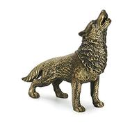 DreamsEden Small Bronze Wolf Statue, Little Metal Animal Figurine Home Decoration, 5.7 x 1.7 x 5 Inches