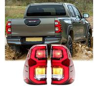 Dreamseek LED Tail Light Assembly Compatible Toyota Hilux Revo 2015-2022 Rear Brake Lamp Taillight with Dynamic Sequential Turn Signal (Red Lens)