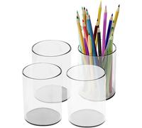 DreamShore Acrylic Pen Holder, 4 Pack Desktop Pencil Cup Stationery Organizer for Office Desk Accessory, Round Makeup Brush Srotage for Home, Cutlery Storage Organizer