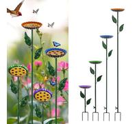 DREAMSOUL 4 Pack Bird Bath with Bee Feeder, Metal Colorful Bee Watering Station Bird Bath for Outside Yard Decor