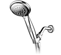 DreamSpa 9-Setting High-Power Ultra-Luxury Handheld Shower Head with Patented ON/Off Pause Switch and 5-7 Foot Stretchable Stainless Steel Hose (Premium Chrome) Use as Overhead or handshower