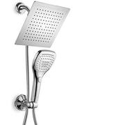 DreamSpa® Ultra-Luxury 9" Rainfall Shower Head/Handheld Combo. Convenient Push-Button Flow Control Button for Easy one-Handed Operation. Switch Flow Settings with The Same Hand! Premium Chrome