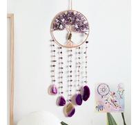 Dreamsum Purple Tree of Life Dream Catchers with Agate Pendant Natural Dream Catchers for Aunt Wall Decor Handmade Dreamcatcher Wall Hanging Ornament for Bedroom Living Room Home Decor