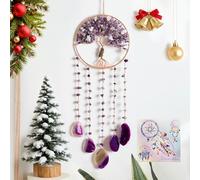 Dreamsum Purple Tree of Life Dream Catchers with Agate Pendant Natural Dream Catchers for Aunt Wall Decor Handmade Dreamcatcher Wall Hanging Ornament for Bedroom Living Room Home Decor