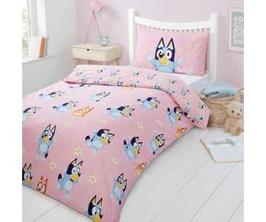 dreamtex Bluey Daisy Junior Reversible Bedding Set Duvet Cover and Pillowcase for Kids Bedroom (JR3-BLU-DSY-12)