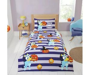 dreamtex BLUEY Single Duvet Set Reversible Bedding Featuring Bluey Trcik or Treat