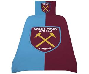 dreamtex Football Themed Claret Sky Single Duvet Cover & Pillowcase Set - Reversible 100% Cotton Bedding Duvet Cover with Pillow Case - Comfortable & Breathable Duvet Cover