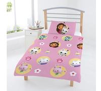 dreamtex Gabby’s Dollhouse & Friends Junior Duvet Cover & Pillowcase Set - 100% Cotton Bedding Duvet with Pillow Case - Reversible Duvet Set for Kids - Comfortable & Breathable - Cute Design
