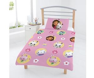 dreamtex Gabby’s Dollhouse & Friends Junior Duvet Cover & Pillowcase Set - 100% Cotton Bedding Duvet with Pillow Case - Reversible Duvet Set for Kids - Comfortable & Breathable - Cute Design