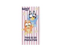 dreamtex Kids Bluey Beach Towel 70 x 140 cm | Pink Striped Bluey & Bingo Bath Swim Towel | Cotton Soft Absorbent Large Kids Towel