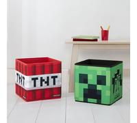 dreamtex Minecraft Storage Box 2 Pack - 30 x 30 x 30 cm Foldable Cube Storage Bins - Creeper & TNT Design - Flat-Pack Fabric Storage for Kids Bedroom, Toys & Games