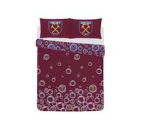 West Ham United I'm Forever Blowing Bubbles Reversible Double Duvet Cover and Pillowcase Set for Football Fans, Teenagers, Boys, Kids Football Themed Bedroom, Bedding Set