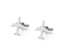 Dreamtimes Airplane Plane Cufflinks for Men Stainless Steel Airplane Cuff links Aviation Themed Mens AccessoriesPilot Gift for Wedding Business Travel Enthusiasts (Silver)