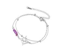Dreamtimes Amethyst Bracelet Elegant Witch Knot Bracelet for Women Witchcraft Chain Bracelets Natural Purple Irregular Bead Bracelets, M, Stainless Steel, Not applicable
