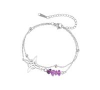 Dreamtimes Amethyst Bracelet Elegant Witch Knot Bracelet for Women Witchcraft Chain Bracelets Natural Purple Irregular Bead Bracelets, M, Stainless Steel, Not applicable