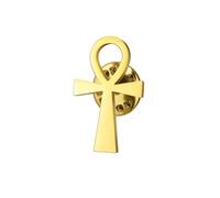 Dreamtimes Ancient Egyptian Coptic Ankh Cross Brooch Pin Stainless Steel Spiritual Symbol Jewelry (Gold)