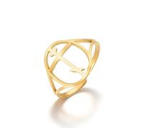 Dreamtimes Antique Orthodox Cross Ring for Women Men Byzantine Three-Bar Crucifix Ring Eastern Orthodox Christian Faith Jewelry Vintage Open Adjustable Ring (Gold)