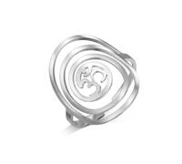 Dreamtimes Aom Om Ohm Signet Ring Stainless Steel Holy Symbol Geometric Circle Design Spiritual Jewellery Adjustable Unisex Ring for Men & Women, Stainless Steel, No Gemstone