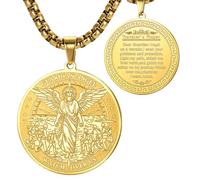Dreamtimes Archangel Michael Necklace - St Michael Guardian Angel Pendant | Stainless Steel St Michael Guardian Angel Pendant for Men and Women Amulet Religious Jewellery Guardian Angel Medal Talisman