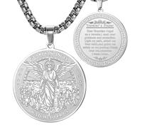 Dreamtimes Archangel Michael Necklace - St Michael Guardian Angel Pendant | Stainless Steel St Michael Guardian Angel Pendant for Men and Women Amulet Religious Jewellery Guardian Angel Medal Talisman