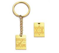 Dreamtimes Bring Them Home Now Necklace Women Men Unisex Israel Military Style Dog Tag Stainless Steel Necklace Hexagram FaithHeart Star of David Pendant Necklace (K-gold)