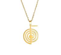 Dreamtimes Cho Ku Rei Reiki Necklace Protection Healing Symbol Yoga Necklace For Women Sacred Geometry Stainless Steel Drop Healing Energy Yoga Power Pendant Necklace Sacred Geometry Amulet (Gold)