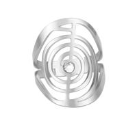 Dreamtimes Cho Ku Rei Reiki Ring Protection Healing Symbol Yoga Rings For Women Sacred Geometry Stainless Steel Energy Yoga Power Ring Sacred Geometry Amulet (Silver)