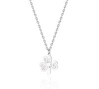 Dreamtimes Clover Necklace Irish Shamrock Pendant Neckalce Clover Jewelry St Patricks Day for Women Celtic Knot Shamrock Necklaces Irish Lucky Jewellery (Silver)