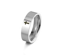 Dreamtimes Cross Ring Stainless Steel Christian Jesus Christ Lord Cross Ring Prayer Jewelry Unisex Silver Color (22MM)