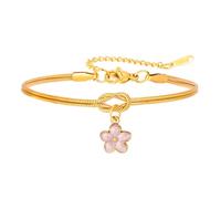 Dreamtimes Dainty Daisy Bracelet Infinity Knot Charm for Women Stainless Steel Adjustable Chain Minimalist Bohemian Jewelry, M, Stainless Steel, Not applicable