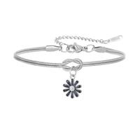 Dreamtimes Dainty Daisy Bracelet Infinity Knot Charm for Women Stainless Steel Adjustable Chain Minimalist Bohemian Jewelry, M, Stainless Steel, Not applicable