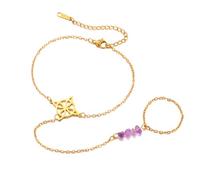 Dreamtimes Finger Ring Bracelet Amethyst Bracelet Elegant Witch Knot Bracelets for Women Witchcraft Jewelry Natural Purple Irregular Beads Energy Bracelets, M, stainless steels, No Gemstone