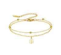 Dreamtimes Four Leaf Clover Bracelet for Women Stainless Steel Lucky Charm Bracelet St Patricks Day Irish Four Leaf Clover Jewelry Trendy Floral Bracelets Lucky Jewelry Gift, M, Stainless Steel, no