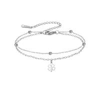 Dreamtimes Four Leaf Clover Bracelet for Women Stainless Steel Lucky Charm Bracelet St Patricks Day Irish Four Leaf Clover Jewelry Trendy Floral Bracelets Lucky Jewelry Gift, M, Stainless Steel, no