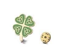 Dreamtimes Four Leaf Clover Lapel Pin Celtic Knot Brooch Pin Lucky Irish Souvenir St. Patricks Day Accessories (GOLD)