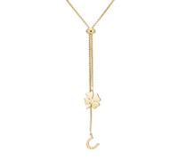 Dreamtimes Four Leaf Clover Necklace for Women Horseshoe with Four Leaf Lucky Clover Good Luck Pendant Necklace Y-Drop Adjustable Long Necklaces (Gold)