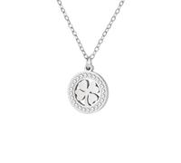 Dreamtimes Four Leaf Clover Necklace for Women Lucky Pendant Chain Necklace Four Leaf Clover Heart-shaped Pendant Personalized Custom Jewelry (Silver)