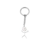 Dreamtimes Funny Skeleton Smiley Little Man Sign Language Keychain Finger Medium Stickman Cute Trend Bag Car Key Pendant Couple Gift Keychain (SILVER)