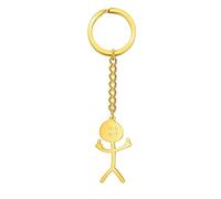 Dreamtimes Funny Skeleton Smiley Little Man Sign Language Keychain Finger Medium Stickman Cute Trend Bag Car Key Pendant Couple Gift Keychain (GOLD)