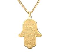 Dreamtimes Hamsa Jerusalem Pendant Necklace with Star of David Stainless Steel Islamic Hand of Fatima Heart Oval Allah Necklaces Charm Protection Pendant Necklace for Women Men (Gold)